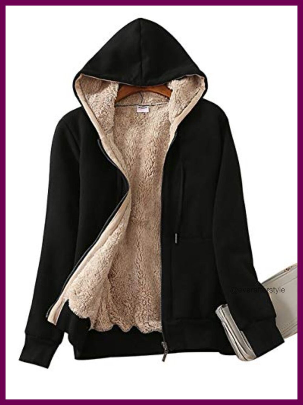 Sherpa Lined Full Zip Hoodie Sweatshirt Jacket Fleece Lined Winter Coat